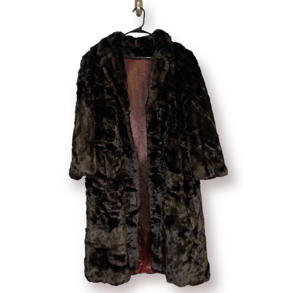 Vintage Tissavel of France Hillmoor New York Brown Faux Fun Coat Size L